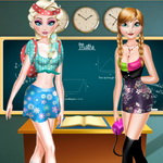 صورة Elsa And Anna Highschool Fashion