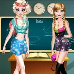 صورة Elsa And Anna Highschool Fashion