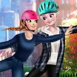 صورة Elsa And Anna Roller Skating