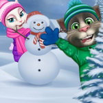 صورة Talking Tom Playing Snowballs