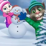 صورة Talking Tom Playing Snowballs